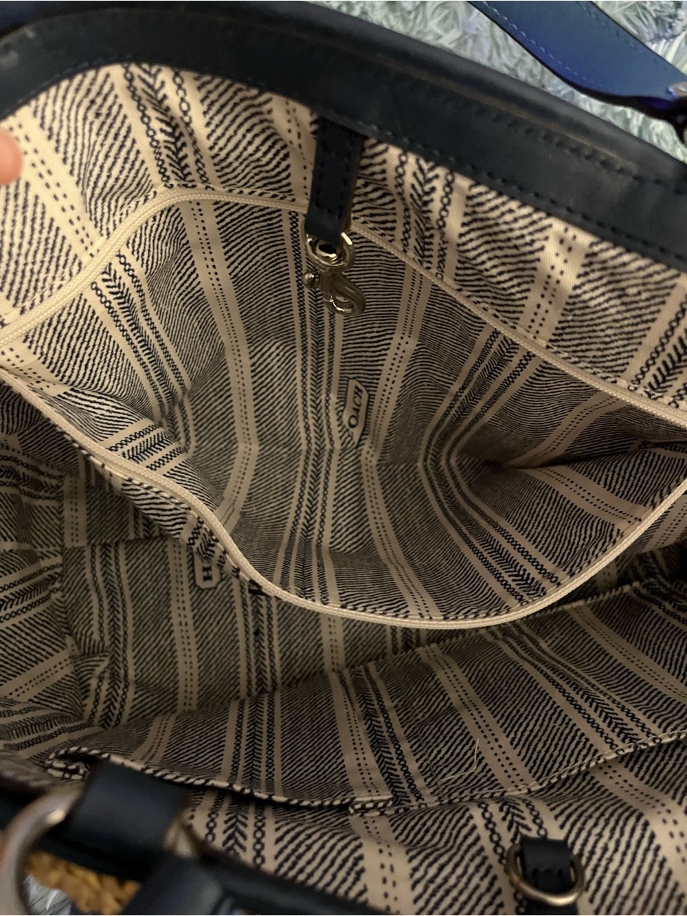 Coach Straw & Leather Legacy Resort Tote Bag w Contrasting Blues EUC - Picture 12 of 13